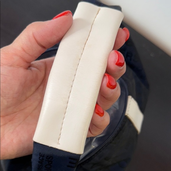 Versace Blue Nylon with White Leather Mini Bag with Elegant Logo Design - Picture 9 of 16